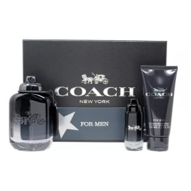 COACH NEW YORK 3 PCS SET FOR MEN: 3.3 EAU DE TOILETTE SPRAY + 0.5 EAU DE TOILETTE SPRAY + 3.3 SHOWER GEL..