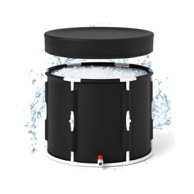 Outdoor Ice Plunge Tub with Lid for Household (Color: White & Black, Type: Spa & Salon)